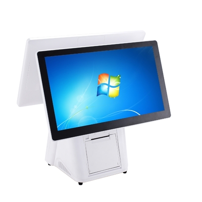 Monitor de terminal POS Android/Win de doble pantalla táctil capacitiva de 10 puntos para tiendas minoristas con impresora térmica de recibos