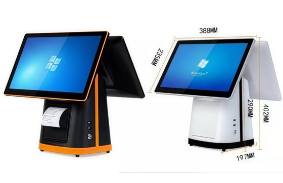 Máquina POS de doble pantalla de 15,6 pulgadas y alto brillo de 300 cd/m2 para tiendas minoristas y restaurantes