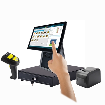 Pantalla táctil TFT LED de 15,6 pulgadas Todo en uno Caja registradora Sistema Android con impresora y escáner para quiosco